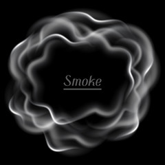 Realistic vector illustration of smoke on black background