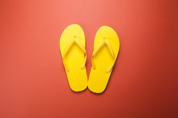 Yellow flip-flops