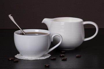 Chocolate, Black Coffee In White Cup