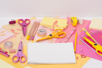 Assorted Stationery Items On A Desk