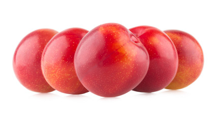 Fototapeta na wymiar red plums on white background