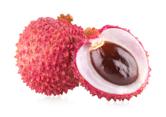 ripe lychee isolated on white background