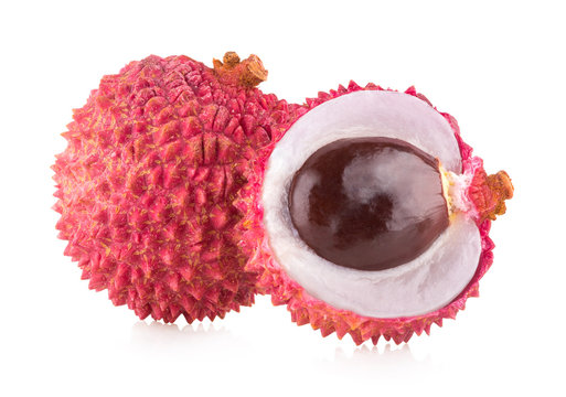 ripe lychee isolated on white background