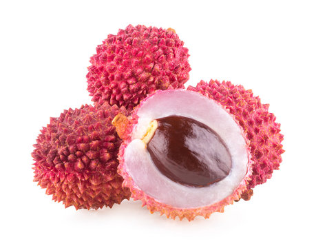 ripe lychee isolated on white background