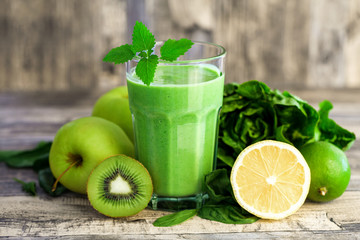 Green fruit smoothie healthy food 