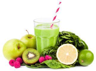Green fruits smoothie healthy food drink