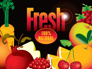banner for juices and fresh fruit
