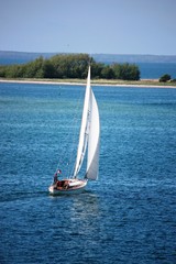 Sailboat in the sea off Gedser in Denmark