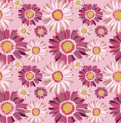 Fototapeta na wymiar Beautiful seamless floral pattern, gerbera vector illustration