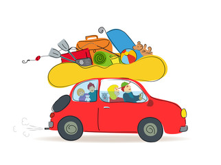 Travel car with family
Vector illustration isolated on white background
