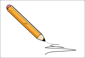 Pencil, a hand drawn vector illustration of a pencil, with simple drawing line on a white background.