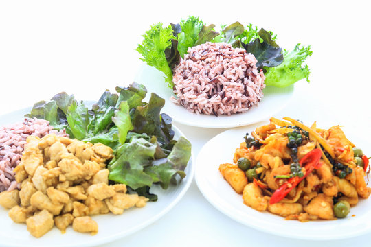 Spicy Thai Food in the white background