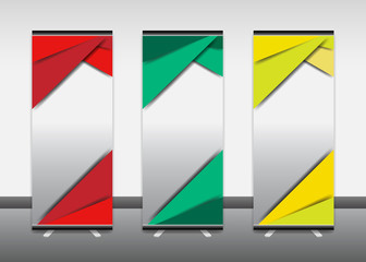 Roll up banner stand design. Vector.