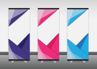 Roll up banner stand design. Vector.