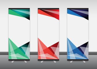 Roll up banner stand design. Vector.
