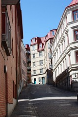 beautiful alleys in the Old Town of Gothenburg Sweden