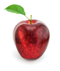 Fototapeta na wymiar apple with leaf isolated on white background