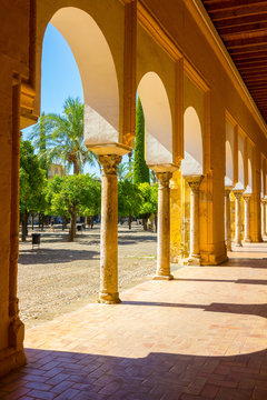 Inner courtyard with columns and arches of the famous mosque of