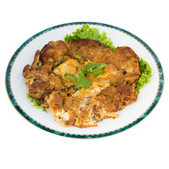 thai omelette isolated on white