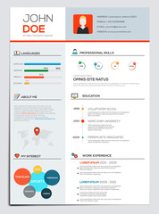 Flat Resume with Infographics