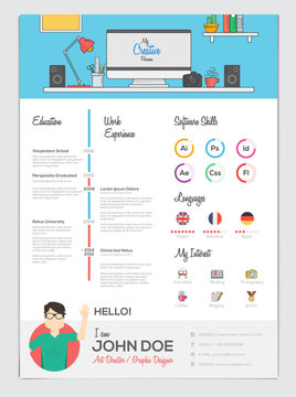Flat Resume with Infographics