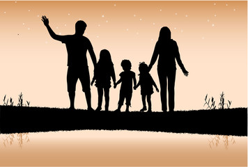 Fototapeta premium Family silhouettes