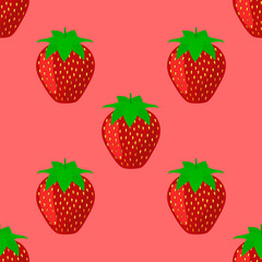 Seamless Pattern with Juicy Ripe Strawberry