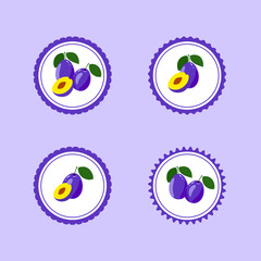 Design Stickers with Ripe Tasty Plum.