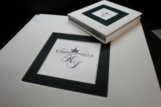 Black and white style wedding photo book and album