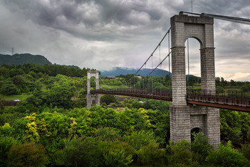 Bridge in Hadanotokawa Park on Overcast Day, Hadano, Kangawa, Ja