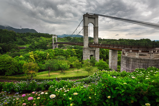 Bridge in Hadanotokawa Park on Overcast Day, Hadano, Kangawa, Ja