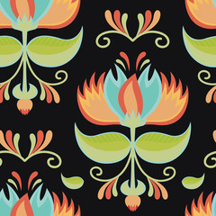 Magic flowers, colorful seamless background