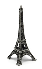 Fototapeta na wymiar Keychain souvenir from metal Eiffel Tower Paris isolated on white