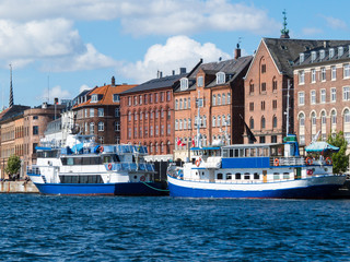 Naklejka premium Passenger ships on the channel, Copenhagen, Denmark