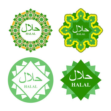 Logo label for  production of HALAL. Set of icons for national p