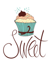 Sweet chocolate cupcake design card