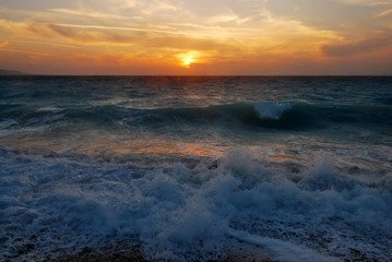 Fototapeta na wymiar Sunset in the Aegean Sea