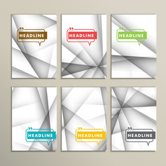 Vector set of brochures. Abstract line background