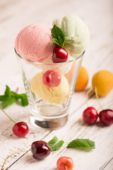 Ice cream  with fruits