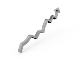 Silver business graph chart arrow rendered