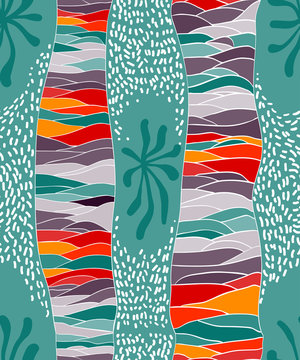 Turqiuse seamless pattern with sterms and leafs