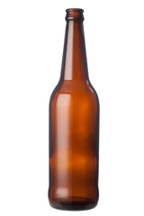 Empty beer bottle isolated on white background