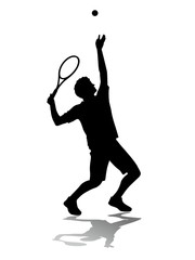 slhouette tennis player service