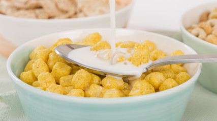 Golden Nuggets - Whole grain cereals in a green bowl.
