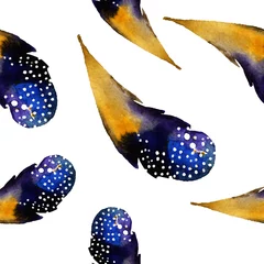 Tuinposter Watercolor seamless pattern with feathers. Vector illustration © kris_art