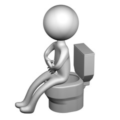 3d Man on the toilet seat