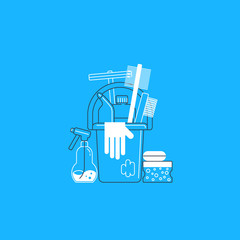 Cleaning supplies illustration, cleaning services