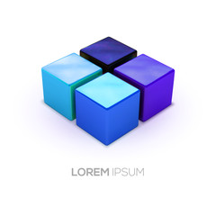 Vector blue shadows boxes logo