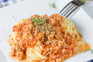 Spaghetti with tomato sauce