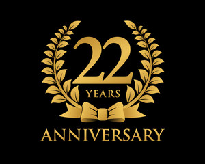 anniversary logo ribbon wreath black background 22